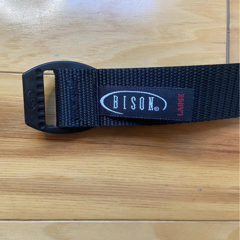 Bison Designs Elliptagon Web Belt Men’s Size Large Black Nylon Made In USA - Picture 3 of 5